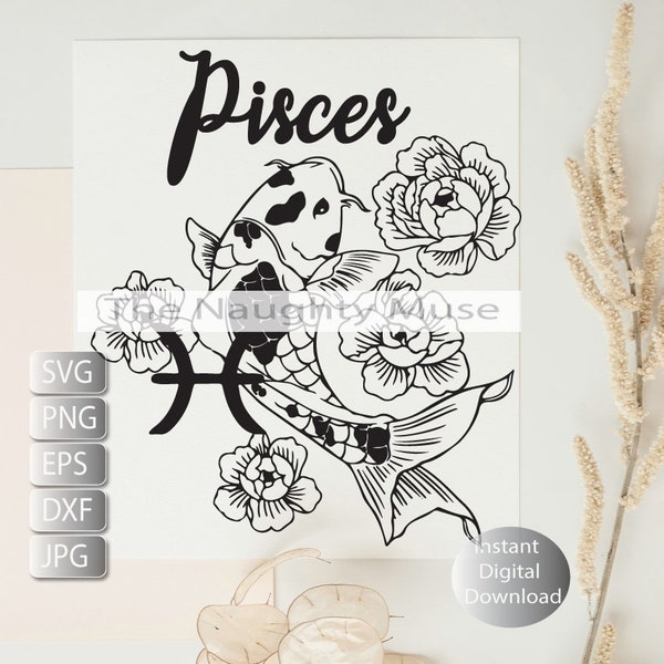 Pisces Zodiac Svg, Png, Eps, Dxf, Jpg | Fish Svg, Png, Eps, Dxf, Jpg Instant Download , Printable art