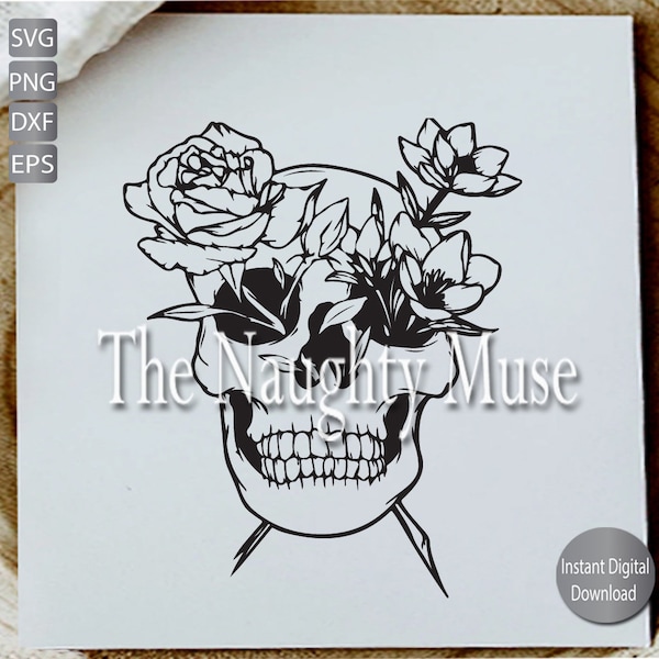 Rose Head Skeleton Torso, SVG, PNG, EPS, Jpg, Dxf, Skull Art , Halloween, Instant Digital Download