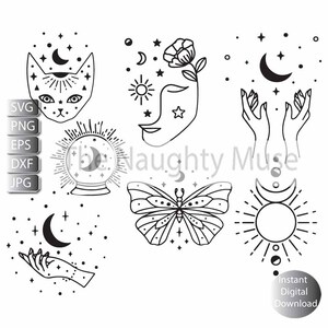 Boho Svg Bundle, Magic Crystal Ball, Cat SVG Files,Crystal Svg, Witch Mystical svg, Cricut,svg