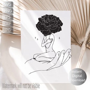 Line Art Woman Svg, Png, Dxf, Eps, Clip art, Celestial Rose Woman , Instant Digital Download, Printable Art Cut File , Sublimation,