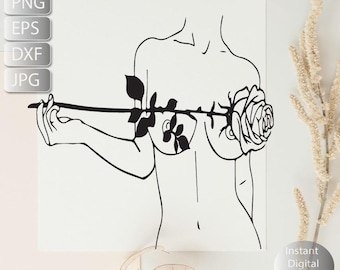 Floral woman Line art Svg, Png, Eps, Dxf, |Line art Woman svg png eps dxf |Line Art Woman Eps, Svg Png Dxf Instant Download