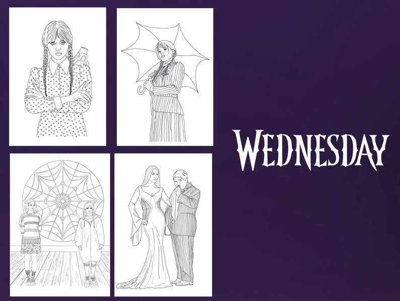 Mercredi addams tim burton coloriages coloriages - Etsy France