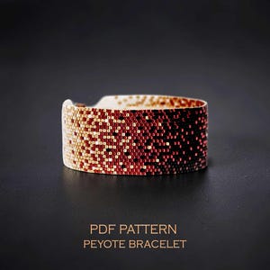 Sunset Ombre Peyote Pattern for a Shiny Dramatic Cuff, a Glamorous Evening Design for Parties and Proms, DIY Jewelry Project