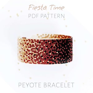Sunset Ombre Peyote Pattern for a Shiny Dramatic Cuff, a Glamorous Evening Design for Parties and Proms, DIY Jewelry Project