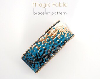 Peyote pattern for Miyuki bracelet. Glamorous ombre design with diagonal design and gold beads. Must have for New Year's Eve party.