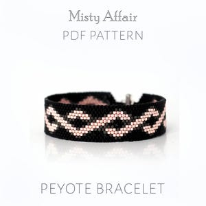 Minimalist Peyote Bracelet Pattern, Narrow Interlocking Rose Gold Ribbons, Modern Abstract Ornament Cuff, Chart for Odd Count Stitch