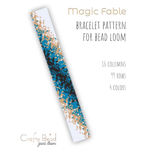 Mönster för armband i blått ombre-pärlvävstol, Stardust-manschett (PDF-mönster)