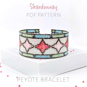 Wzór na bransoletkę z koralików | wzór koralików pejotlowych o nieparzystej liczbie | kolorowe diamenty witrażowe | wzór cyfrowy