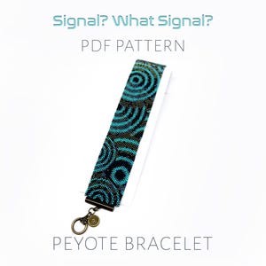 Retro Turquoise Peyote Bracelet Pattern with a Radar Sci-Fi Design, Fun Sonar Wave Cuff in Green & Blue Gradient, Geeky Jewelry PDF