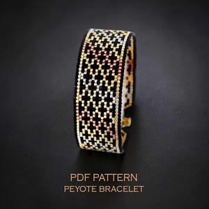 Elegant Geometric Peyote Bracelet Pattern, Metallic Ombre Cuff Chart for Odd Count Stitch, New Year’s Eve Jewelry Design, Digital PDF