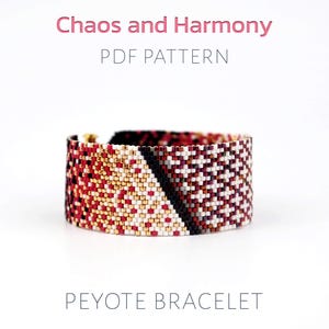 Peyote-patroon met abstracte kunst voor een statement-manchet, moderne kleurblokkralengrafiek, geometrisch en ombre, goud en wijnrood pdf