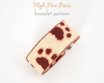 Digital pattern for ludicrous peyote bracelet. A must have for every cat lover with this silly but cute paw prints in burgundy shades.