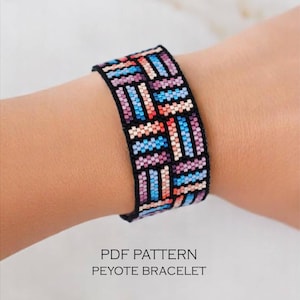 Abstract Ombre Peyote Bracelet Pattern, Modern Colorful Stripes Cuff, Graphic Vibrant Beadweaving, Colorful Geometric Jewelry Design