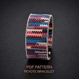 Scrap Bead Peyote Pattern for a Woven Look Cuff, Knitted Style Beadwork Chart, Leftover Stash Buster, Boho Bracelet PDF