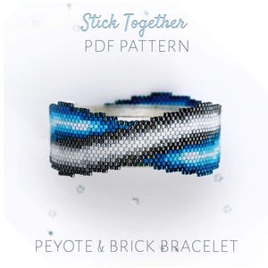 Mönster för blått bandarmband - peyote- och tegelstygnsmönster i ombre-stil (PDF direkt)