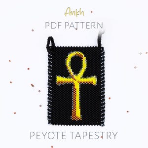 Egyptian Ankh beaded tapestry peyote pattern - sacred key of life symbol (PDF download)