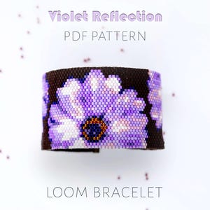 Violet African Daisies Bead Loom Bracelet Pattern (Digital Download)