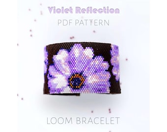 Violet African Daisies Bead Loom Bracelet Pattern (Digital Download)