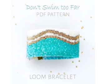 Ombre Turquoise Bead Loom Bracelet Pattern, Ocean Wave Design (Digital Download)
