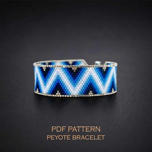 Blue Sky Chevron Peyote Pattern for a Modern Cuff, Beginner Friendly DIY Bracelet with Mountain Peak Design, Zigzag PDF Chart