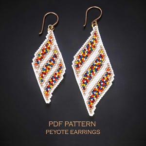 Pendientes de cuentas de confeti de colores 2 en 1: diseño de fiesta con rombos y peyote (descarga en PDF)