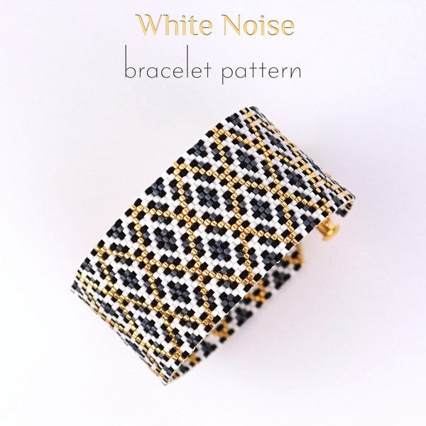 Peyote pattern for posh beaded bracelet with stylish and timeless fine textured golden mesh. Make this as a fancy handmade gift for a friend