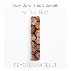 Patrón artístico de peyote para una pulsera con textura de adoquines, diseño urbano wabi-sabi en tonos tierra, patrón de cuentas pavimentadas