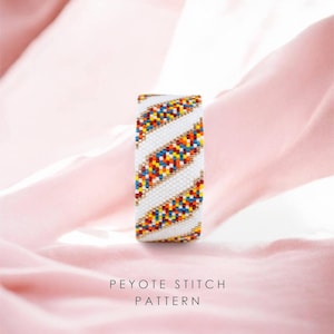 Confetti Peyote Bracelet Pattern, Colorful Sprinkles Cuff Chart, Modern Party Beadweaving, Fun Jewelry Design PDF