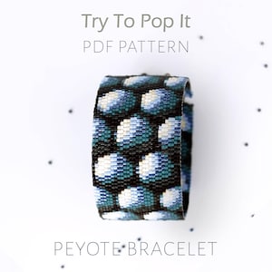 Fun 2-Drop Peyote Bracelet Pattern with a 3D Bubble Wrap Effect, an Oddly Satisfying Gray Design, Modern Optical Illusion Jewelry