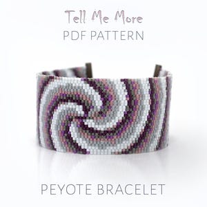 Hypnotic 2-Drop Peyote Bracelet Pattern, a Textured Spiral Design with an Op Art Effect, Modern Mosaic PDF Graph and word chart
