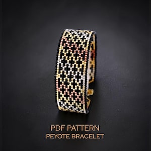 Elegant Geometric Peyote Bracelet Pattern, Metallic Ombre Cuff Chart for Odd Count Stitch, New Year’s Eve Jewelry Design, Digital PDF