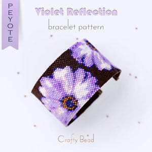 Artistic Peyote Bracelet Pattern with Painterly African Daisies, Violet Botanical Garden Cuff Design, Floral Art Jewelry Project
