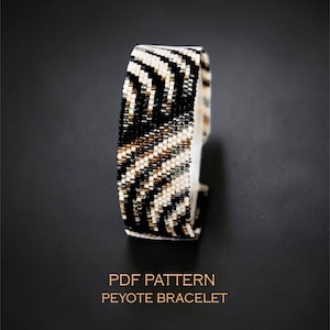 Chic Wavy Peyote Bracelet Pattern, Modern Organic Stripes Design with Illusion of Movement, a Timeless and Elegant Cuff for Business Attire