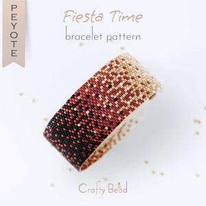 Sunset Ombre Peyote Pattern for a Shiny Dramatic Cuff, a Glamorous Evening Design for Parties and Proms, DIY Jewelry Project