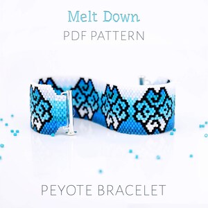 Pulseira com padrão peiote de contagem par | pulseira de miçangas em degradê azul | mandala de inverno em PDF