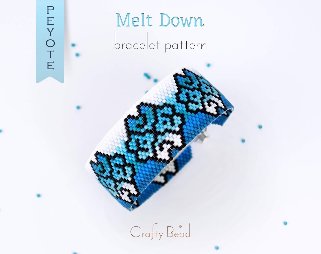 White and Blue Ombre Pattern for Even Peyote Bracelet, Blue Shades ...