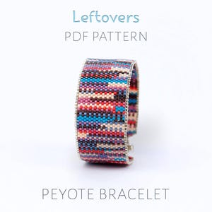 Peyote-patroon schroot voor een manchet met geweven look, grafiek gebreide kralenstijl, overgebleven stashbuster, boho-armband (pdf)