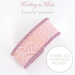 Peyote pattern for Miyuki Delica bracelet with romantic, pink lace design. Textured filigree style. Essential jewelry for an exciting date.