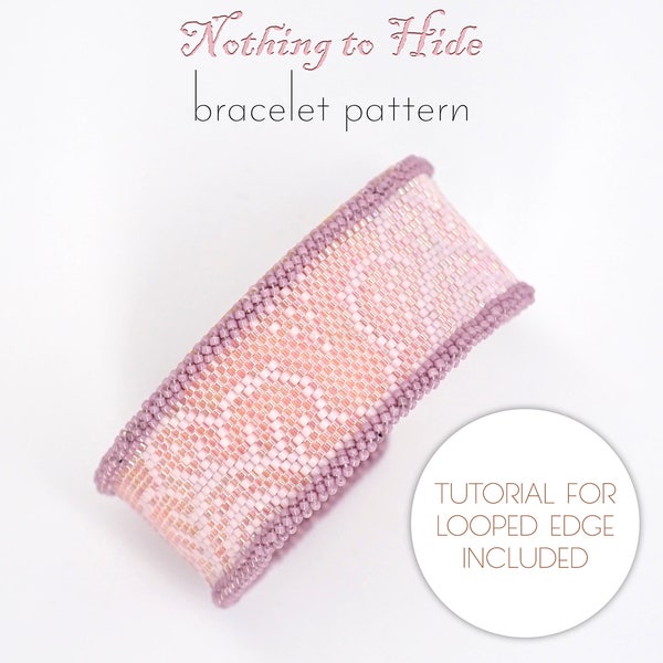 Peyote pattern for Miyuki Delica bracelet with romantic, pink lace design. Textured filigree style. Essential jewelry for an exciting date.