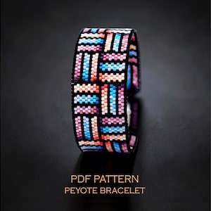 Abstract Ombre Peyote Bracelet Pattern, Modern Colorful Stripes Cuff, Graphic Vibrant Beadweaving, Colorful Geometric Jewelry Design
