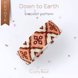 Rustic Farmhouse Beaded Bracelet Peyote Pattern, Warm Cozy Geometric Cuff, Earthy Tones Country Cottagecore Style Beading