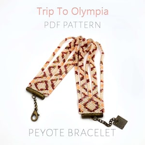 Wzór bransoletki pejotlowej w stylu starożytnej Grecji, wielopasmowy mankiet olimpijski z geometrycznym wzorem, projekt biżuterii bogini