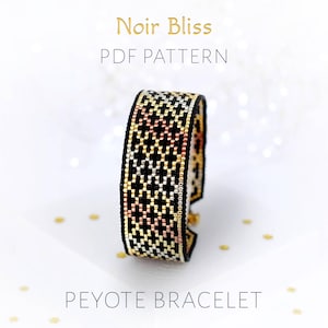 Élégant motif géométrique de bracelet peyote, tableau de manchette ombré métallique pour point de comptage impair, conception de bijoux de Saint-Sylvestre, PDF numérique