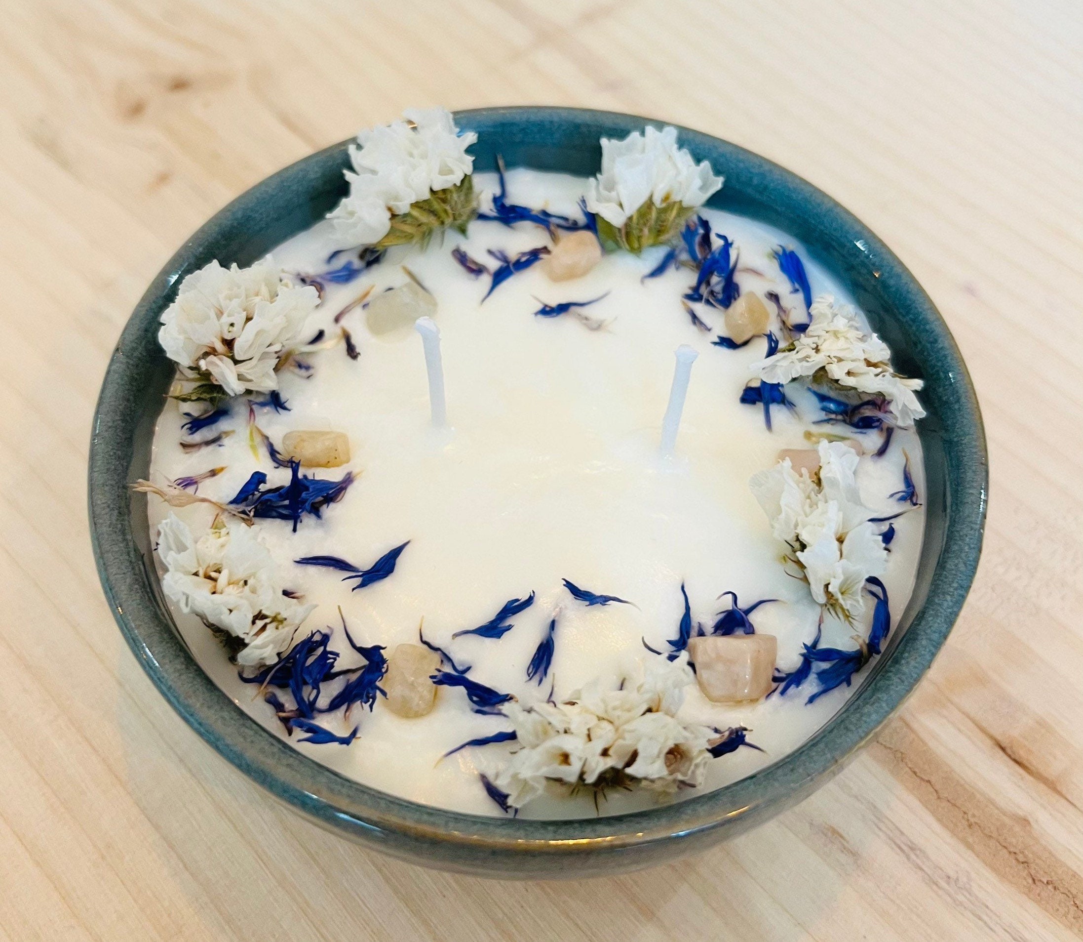 Bougie Fleurs Séchée et Pierre de Lune