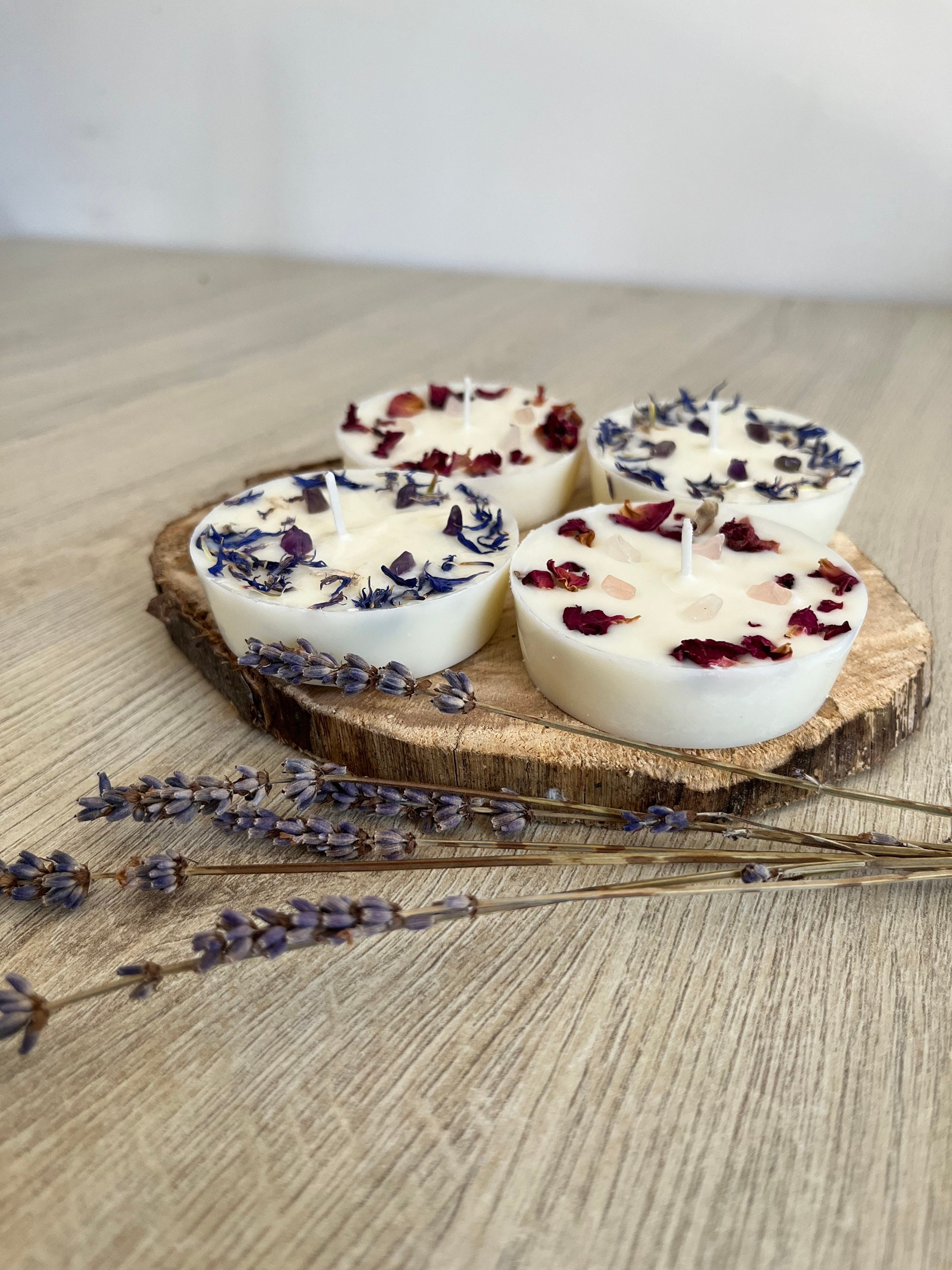 Bougie Chauffe Plat Cristaux et Fleurs Séchée