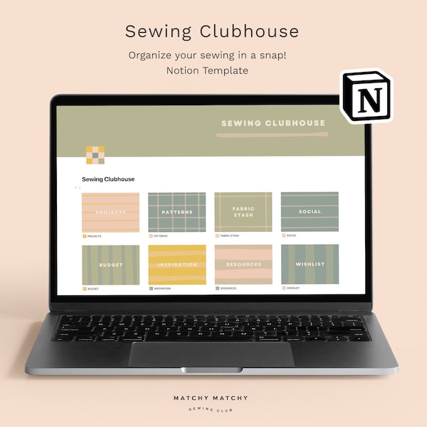 Sewing Clubhouse Notion Template - Organisieren Sie Ihr Nähen im Handumdrehen