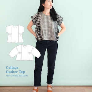Top fruncido con collage - Patrón de costura en PDF
