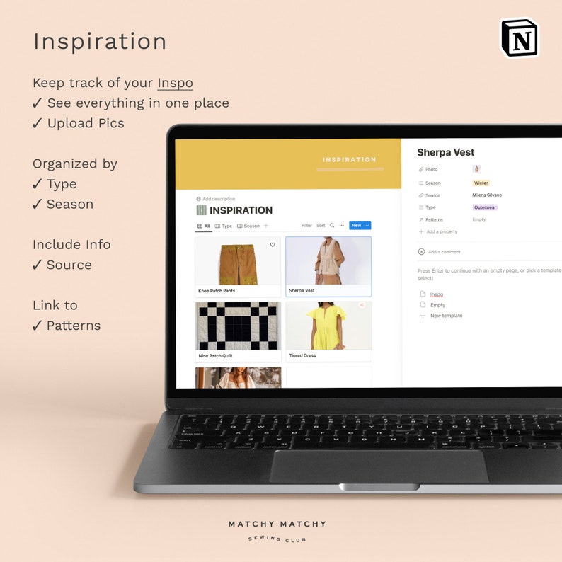Sewing Clubhouse Notion Template Organize your sewing in a snap image 7