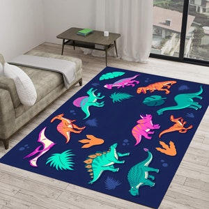 Tappeto per cameretta dei bambini con motivo Dino, tappeto con dinosauri, t-rex, arredamento per cameretta dei bambini, arredamento per sala giochi con dinosauri, regalo per tappeti per cameretta dei bambini, arredamento per sala giochi, tappeto per sala giochi