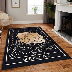 Gemelli, oroscopo, divinazione-Zodiaco-tarocchi Tappeto di design, tappeto moderno per la stanza, tappeto per la zona, tappeto a tema, tappeto per la casa, tappeti moderni, tappeto per la stanza dei ragazzi